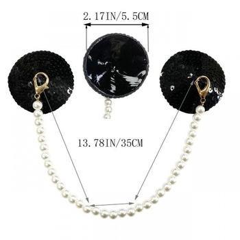 Piiriülesed laos olevad ilukleebised rinnale, seenior pärlkettidega rinnakleebised, seksikad Euroopa ja Ameerika seksikad mustad PU rinnakleebised SM