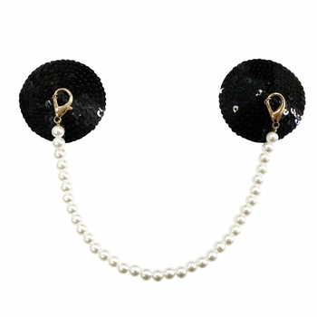 Piiriülesed laos olevad ilukleebised rinnale, seenior pärlkettidega rinnakleebised, seksikad Euroopa ja Ameerika seksikad mustad PU rinnakleebised SM