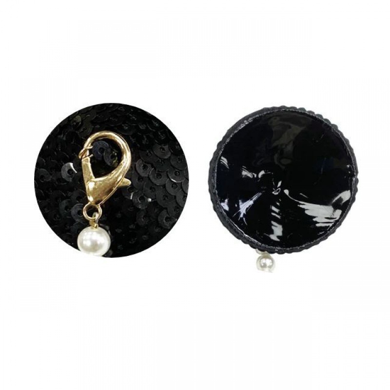 Piiriülesed laos olevad ilukleebised rinnale, seenior pärlkettidega rinnakleebised, seksikad Euroopa ja Ameerika seksikad mustad PU rinnakleebised SM