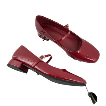 Γυναικεία παπούτσια εξωτερικού εμπορίου για εξαγωγή συν μέγεθος οικογένειας τετράγωνο κεφάλι ρηχό στόμα στρας αγκράφα μονό παπούτσια xiangfeng Mary Jane παπούτσια