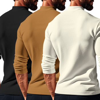 Amazon Cross-border European and American Men\'s Wear Φθινόπωρο και Χειμώνας Γερμανικό Βελούδινο Μακρυμάνικο Μπλουζάκι Φιλικό προς το δέρμα Μαλακή Βάση Ημίψηλο Κολάρο Ανδρικό Πακέτο Τριών Τεμαχίων