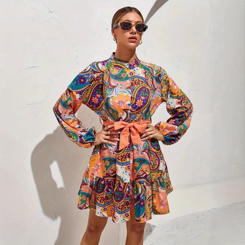 Európska a americká cezhraničná nezávislá stanica 2025 Aliexpress Amazon Najpredávanejšie košeľové šaty Cardigan Elegantné všestranné šaty