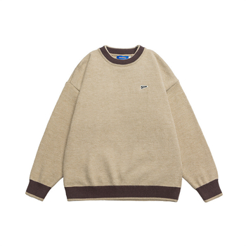 Zimski novi muški i ženski labavi pleteni okrugli izrez, šavovi, planinski retro jednobojni džemper za parove, trendi džemper