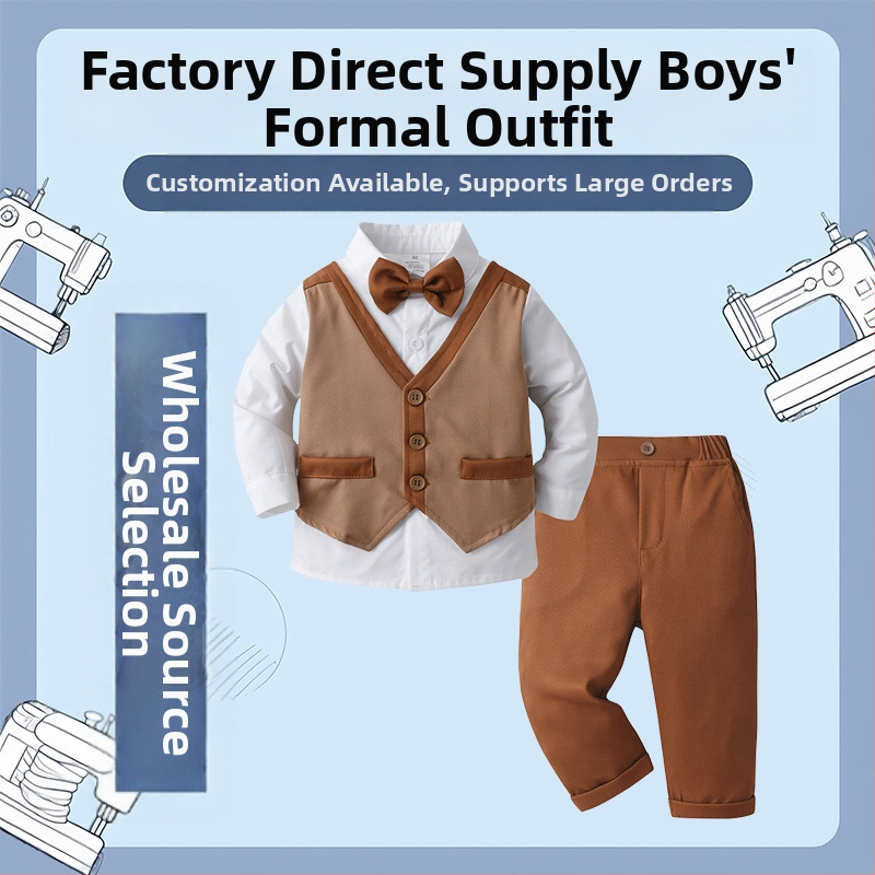Detské oblečenie pre zahraničný obchod, falošná vesta, malý oblek, detský oblek, detské oblečenie, jarné a jesenné oblečenie s dlhým rukávom pre chlapcov, jesenné oblečenie