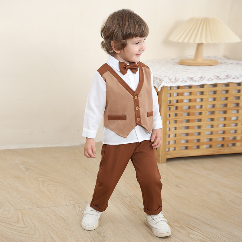Detské oblečenie pre zahraničný obchod, falošná vesta, malý oblek, detský oblek, detské oblečenie, jarné a jesenné oblečenie s dlhým rukávom pre chlapcov, jesenné oblečenie