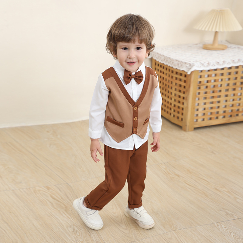 Detské oblečenie pre zahraničný obchod, falošná vesta, malý oblek, detský oblek, detské oblečenie, jarné a jesenné oblečenie s dlhým rukávom pre chlapcov, jesenné oblečenie