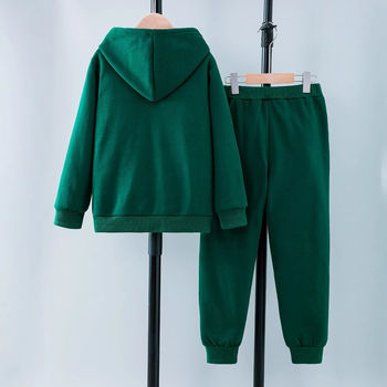 Φθινόπωρο και Χειμώνας για Αγόρια σε Σκούρο Πράσινο Μοντέρνο Φούτερ με Κούκλα και Φερμουάρ με Γράμματα, Casual Παντελόνι