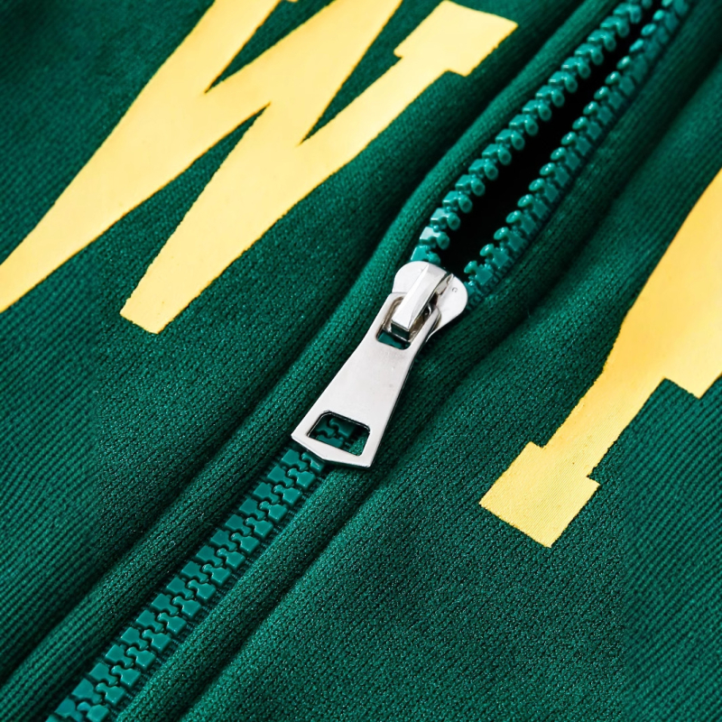 Tamnozeleno modno odijelo s kapuljačom i patentnim zatvaračem za dječake za jesen i zimu, tamnozelene boje