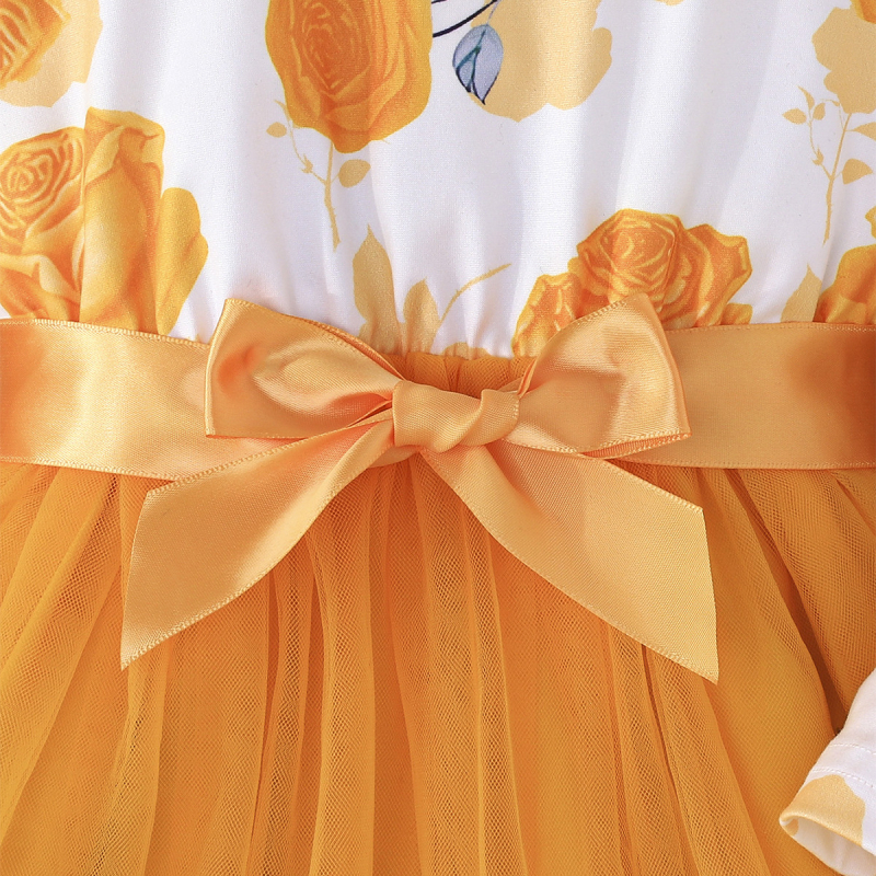 Išskirtinė tarpvalstybinė pavasario ir rudens mergaičių marginta laisvalaikio suknelė. Mergaičių ilgarankovė tinklinio audinio suknelė.