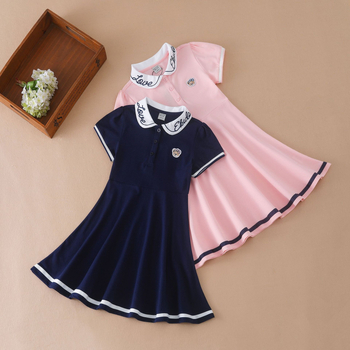 Dievčenské šaty, letné nové sukne, detská sukňa, vysokoškolský štýl, stredné a veľké detské princeznovské šaty, módne krátke rukávy