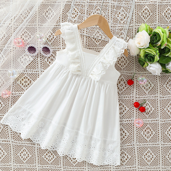 Dievčenská letná traková sukňa, bavlnená princeznovská vesta, detské šaty, tenká sukňa, dievčenská bavlnená sukňa cez rameno