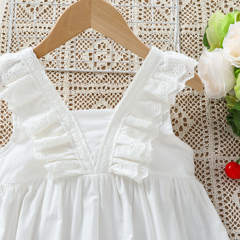 Dievčenská letná traková sukňa, bavlnená princeznovská vesta, detské šaty, tenká sukňa, dievčenská bavlnená sukňa cez rameno