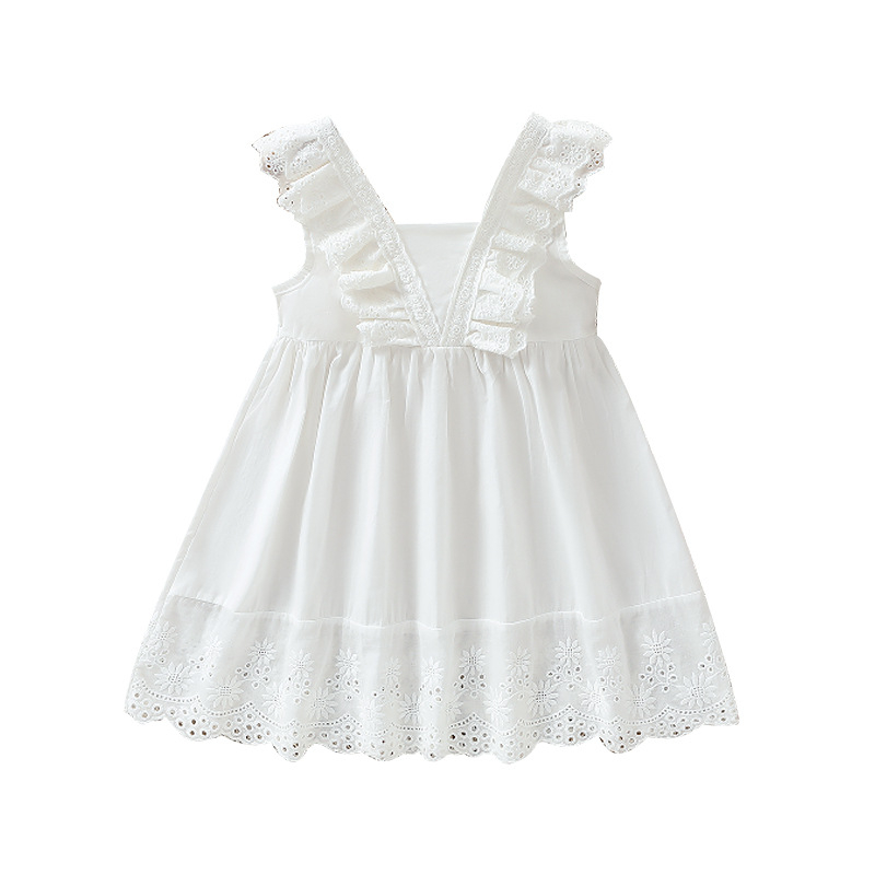 Dievčenská letná traková sukňa, bavlnená princeznovská vesta, detské šaty, tenká sukňa, dievčenská bavlnená sukňa cez rameno