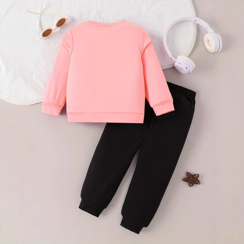 Cezhraničný INS Baby Girl Baby Jarný a jesenný sveter s okrúhlym výstrihom, láska, razenie za tepla, dlhý rukáv, nohavice