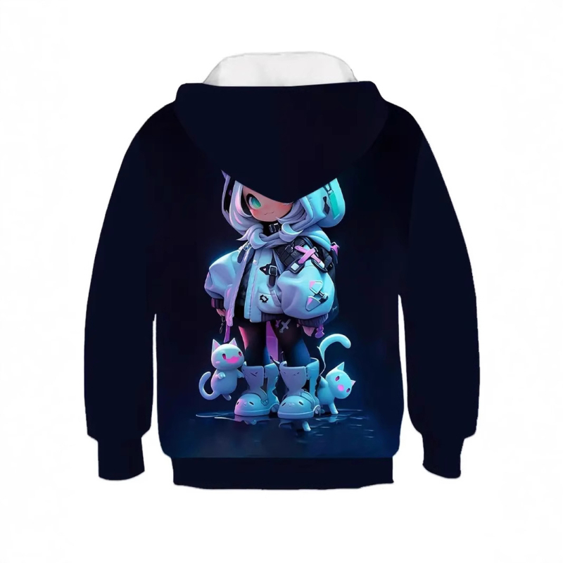 Europska i američka prekogranična modna Meow Star Girl 3D digitalni tisak za djevojčice, ležerna široka pulover s kapuljačom i širokim ramenima