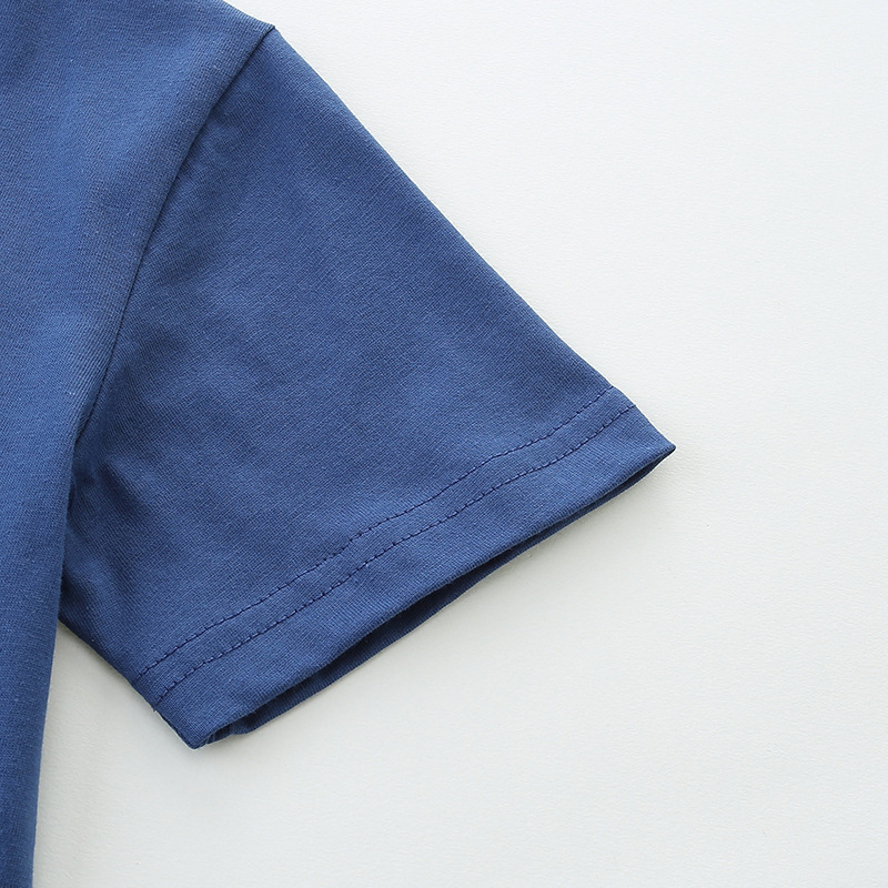 Тениска с къс ръкав в европейски и американски стил за момчета, лятна нова, с карикатурен щампован бебешки топ, плетена памучна модна детска тениска