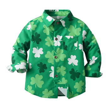 Nové jesenné tričko s potlačou zeleného ďateliny z druhej strany krajiny z roku 2024, sviatočné tričko so zeleným klobúkom