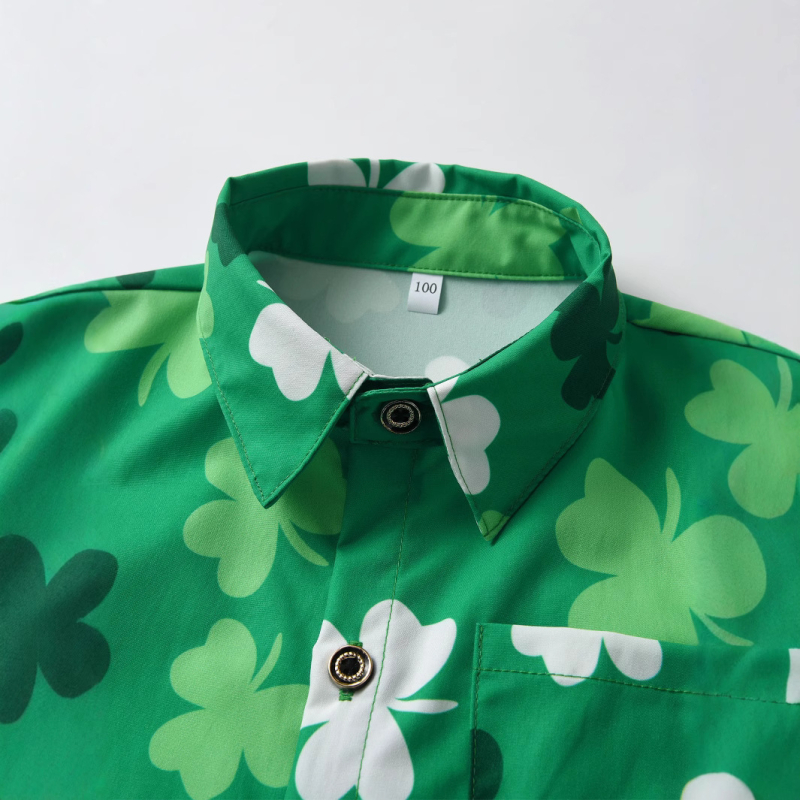 Nové jesenné tričko s potlačou zeleného ďateliny z druhej strany krajiny z roku 2024, sviatočné tričko so zeleným klobúkom