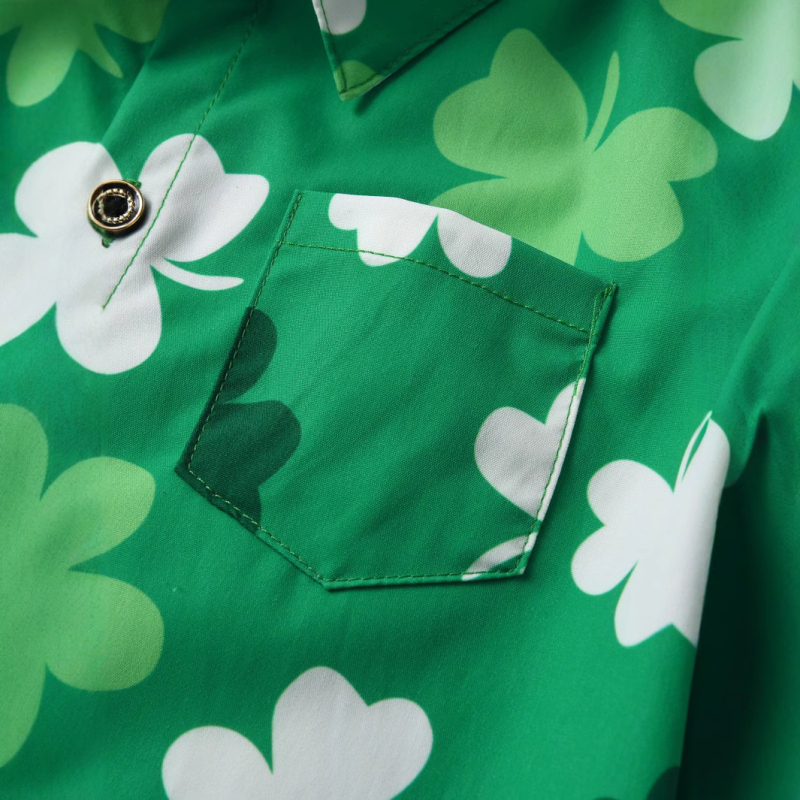 Nové jesenné tričko s potlačou zeleného ďateliny z druhej strany krajiny z roku 2024, sviatočné tričko so zeleným klobúkom