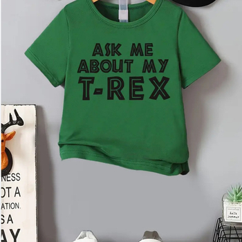 Dečki me pitaju o mojoj majici s printom tiranosaura Rexa, ljetnoj ležernoj i udobnoj majici kratkih rukava