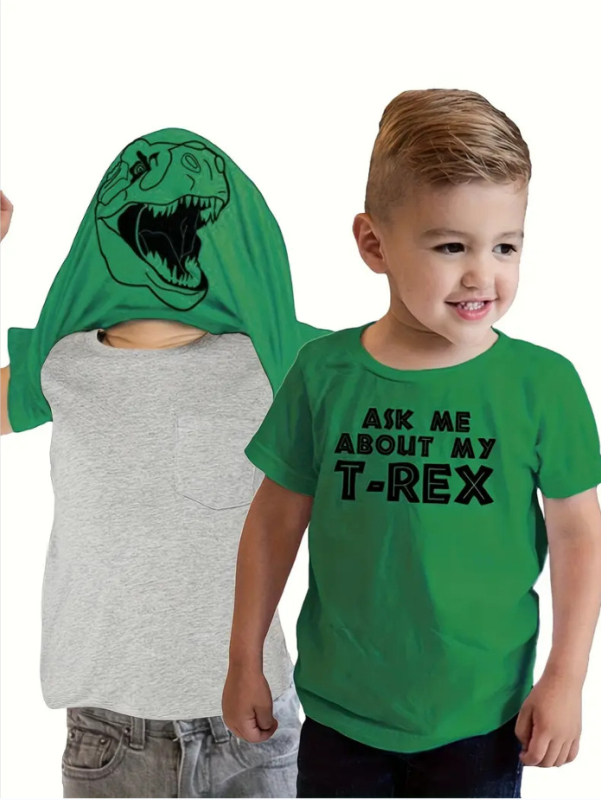 Dečki me pitaju o mojoj majici s printom tiranosaura Rexa, ljetnoj ležernoj i udobnoj majici kratkih rukava