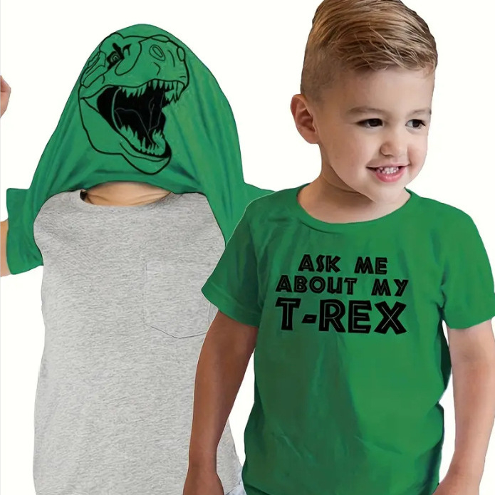 Dečki me pitaju o mojoj majici s printom tiranosaura Rexa, ljetnoj ležernoj i udobnoj majici kratkih rukava