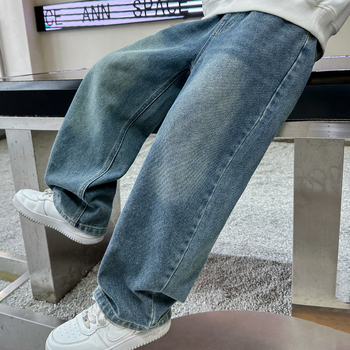 Väliskaubanduse poiste sirged teksad, trendikad ja lahedad laste kevad- ja sügispüksid keskealistele ja vanematele poistele, kenad vabaajapüksid