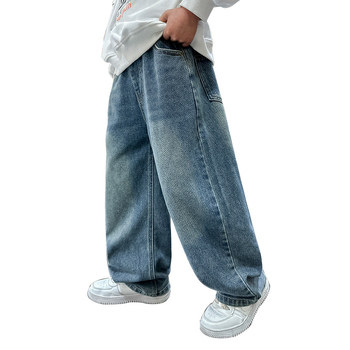 Väliskaubanduse poiste sirged teksad, trendikad ja lahedad laste kevad- ja sügispüksid keskealistele ja vanematele poistele, kenad vabaajapüksid