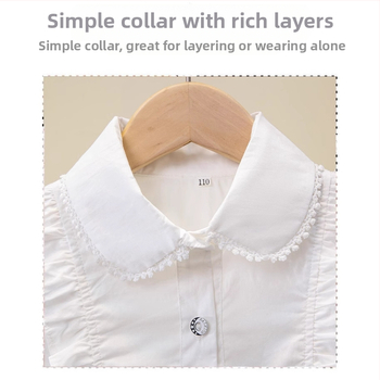 Djevojačka majica 2025 Proljetni i jesenski kaput Velika dječja košulja od čistog pamuka s ovratnikom za lutke Djevojačka unutarnja majica prekogranična e-trgovina