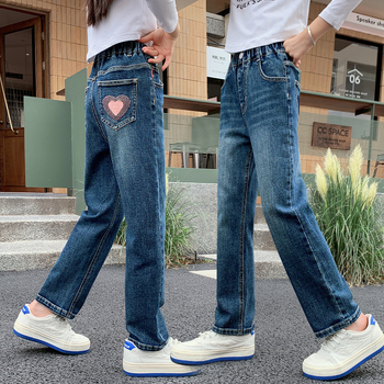 Детски дънки за момичета, пролетни и есенни, 2025, нови, средни и големи, детски стил, ежедневни панталони за малки момичета, есенни дрехи