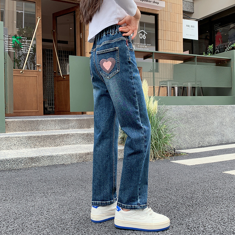 Детски дънки за момичета, пролетни и есенни, 2025, нови, средни и големи, детски стил, ежедневни панталони за малки момичета, есенни дрехи