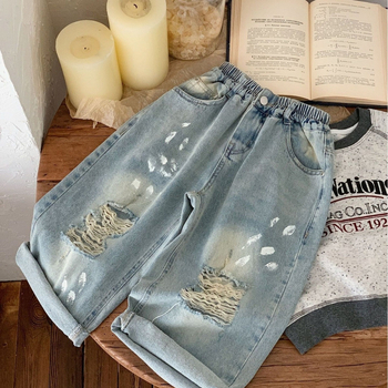 Dječje traperice za proljeće 2025., personalizirane traperice s raspršivačem za dječake i djevojčice, poderane hlače za bebe