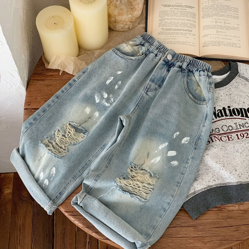 Dječje traperice za proljeće 2025., personalizirane traperice s raspršivačem za dječake i djevojčice, poderane hlače za bebe