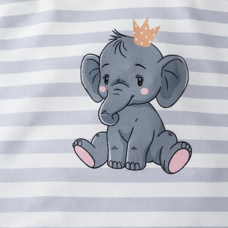 Piiriülene ja populaarne armas elevandiprindiga triibuline jumpsuit. Uus pikkade varrukatega tavaline jumpsuit beebielevandimütsiga.