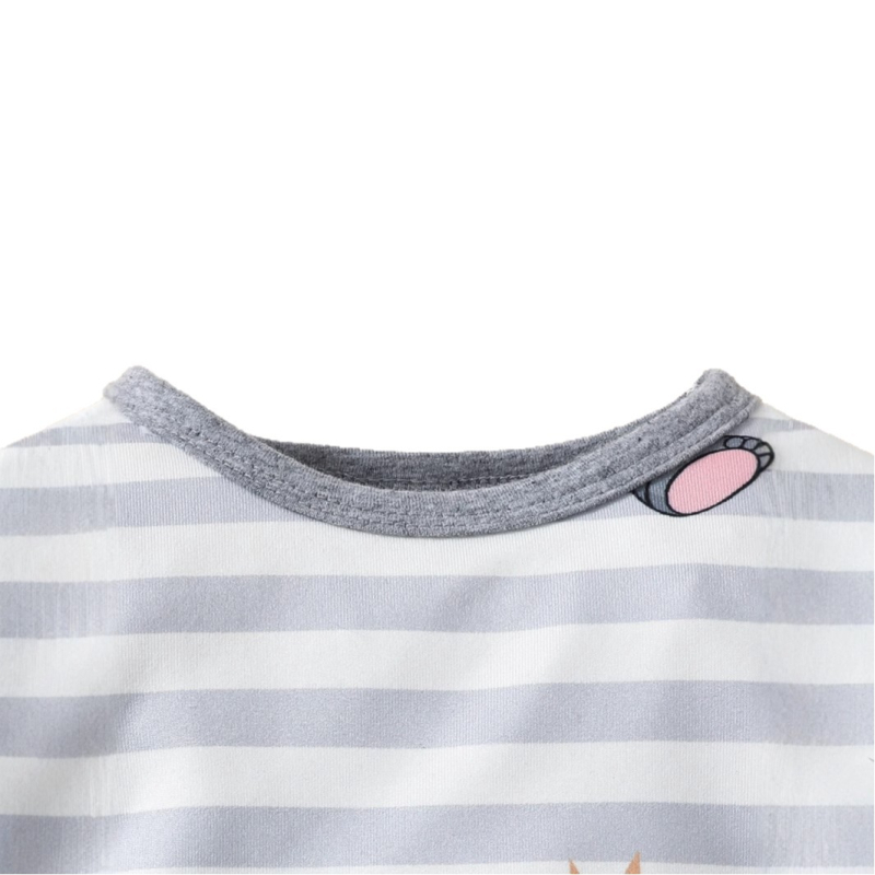 Piiriülene ja populaarne armas elevandiprindiga triibuline jumpsuit. Uus pikkade varrukatega tavaline jumpsuit beebielevandimütsiga.