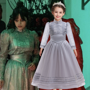 Rochie de prințesă de Halloween Hades Mage 2 pentru comerț exterior, rochie pentru fete, cos Play Movie, aceeași rochie gri