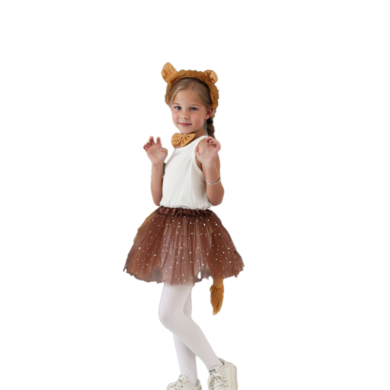 Helovino kostiumas Liūto vaikas Kaštoninės spalvos Žvaigždėtas Krūtinė Tutu Tutu Suknelė Lankas Galvos juosta Tail