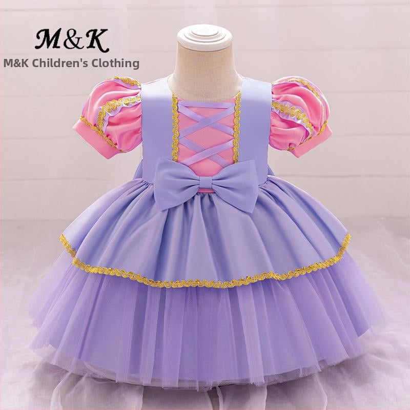 2024. aasta uus tüdrukute printsessikleit satiinist volditud tutu seelik kuldne seelik tüdrukute õhtukleit sünnipäeva laste kleit