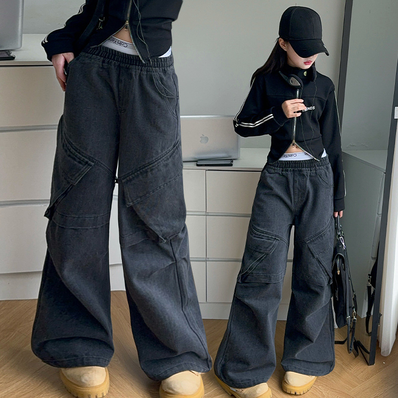 Tüdrukute kombinesoonid kevadeks ja sügiseks Tüdrukute sügisteksad Trendikad ja lahedad laiad püksid Vabaaja sügispüksid laste püksid