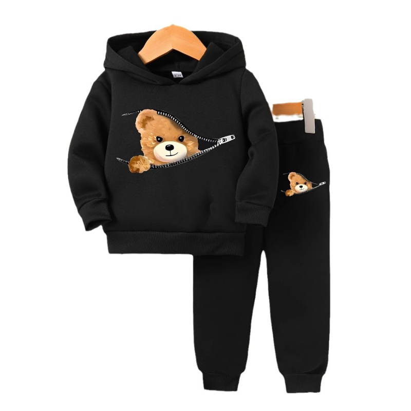 Jarný a jesenný detský oblek so zahraničným obchodom pre deti vo veku 1-6 rokov, sveter s dlhým rukávom a kapucňou, nohavice s dlhým rukávom, pánsky dvojdielny set s pokladom