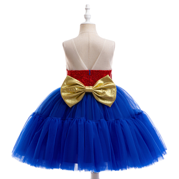 Uus tüdrukute lavakleit cosplay Kapten Ameerika värvikontrastne peokleit laste kleit laste etenduskleit