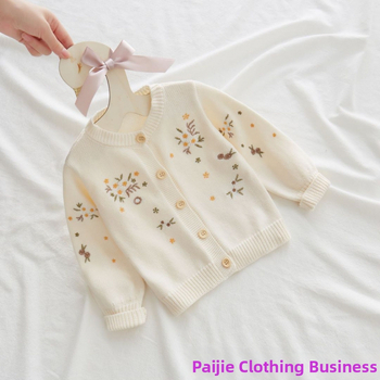 Dječji kardigan kaput od pamuka, proljetni i jesenski djevojački zapadnjački pulover, pleteni pulover u princezinom stilu