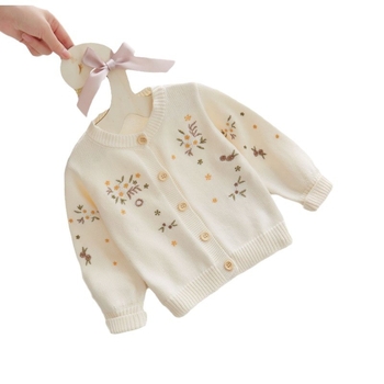 Dječji kardigan kaput od pamuka, proljetni i jesenski djevojački zapadnjački pulover, pleteni pulover u princezinom stilu