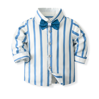 Ριγέ πουκάμισο για αγόρια, άνοιξη και φθινόπωρο, νέο ευρωπαϊκό και αμερικανικό στυλ, παιδικό φόρεμα με μακριά μανίκια και τιράντες, λουλουδάτο φόρεμα για κορίτσια