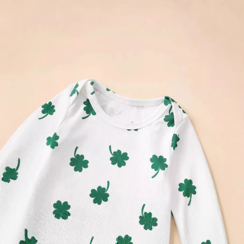 E2490 Μωρό Κορίτσι Μωρό Πριγκίπισσα Μακρυμάνικο Τετράφυλλο Τριφύλλι με Φούστα και Halter με Άχυρο, Σετ Τριών Τεμαχίων