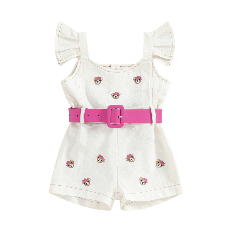 2024 AliExpress момичешки гащеризон с къс ръкав и бродерия, летящ ръкав