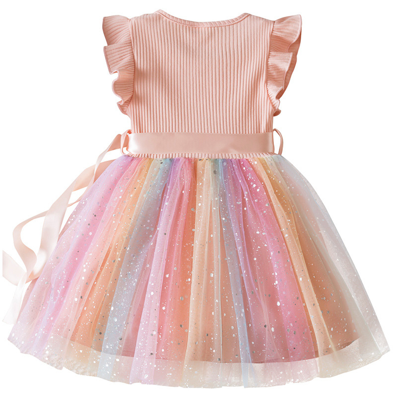 Euroopa ja Ameerika uued tüdrukute printsessikleidid tähtedega litritega gradientvõrgust kohev kleit tüdrukute sünnipäevakleit