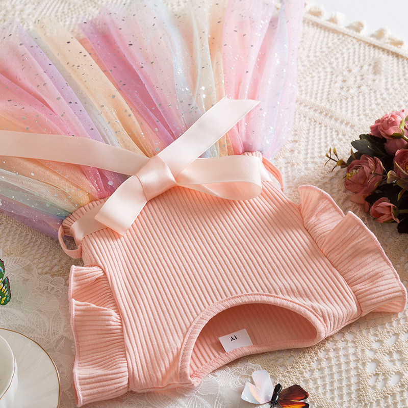 Euroopa ja Ameerika uued tüdrukute printsessikleidid tähtedega litritega gradientvõrgust kohev kleit tüdrukute sünnipäevakleit