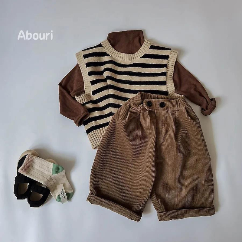 Umjetnički Mori korejski prugasti pleteni proljetni i jesenski dječji pulover s okruglim izrezom, modni jesenski novosti 2023.