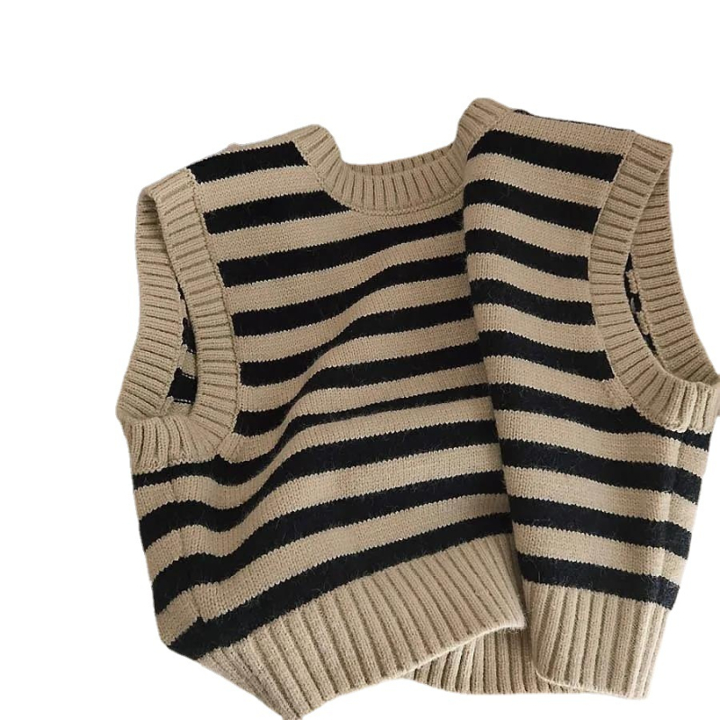 Umjetnički Mori korejski prugasti pleteni proljetni i jesenski dječji pulover s okruglim izrezom, modni jesenski novosti 2023.